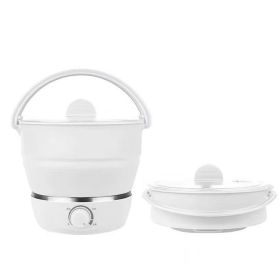 Portable Travel Folding Electric Cooker Multifunctional Electric Hot Pot Food Grade Silicone Dormitory Mini Electric Cooker (Option: White-UK)