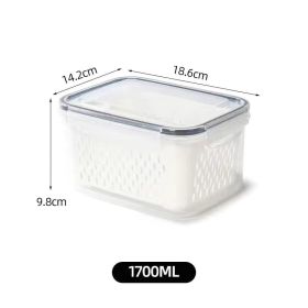 Storage Box Fridge Organizer Fresh Vegetable Fruit Boxes Drain Basket Storage Containers Pantry Kitchen Organizer For Kitchen (Color: 1700ML)