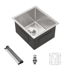 Undermount Kitchen Sink Single Bowl 16 Gauge Stainless Steel Gunmetal Black Workstation Sink (Design: Stainless Steel Brushed, size: 21"x18")